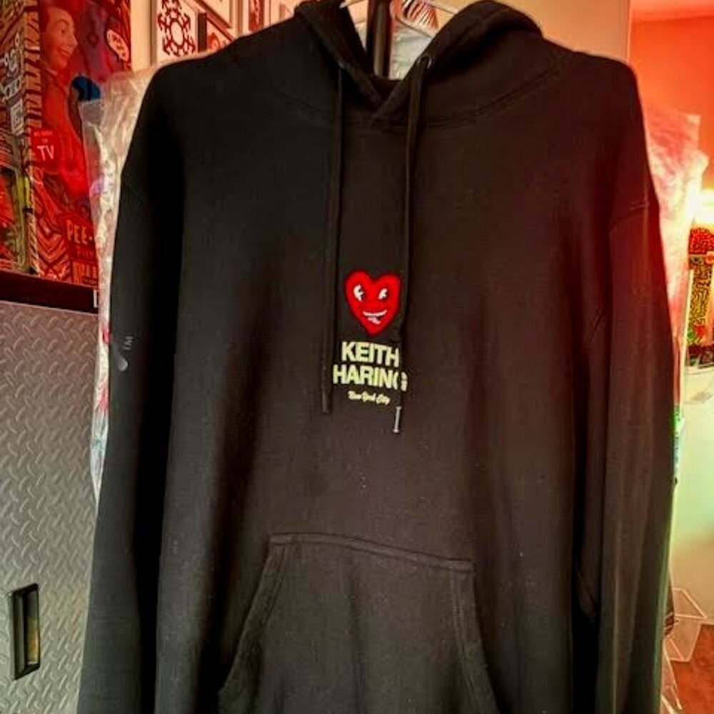 KEITH HARING full matching XL black sweatsuit with giant radiant baby on back!!!